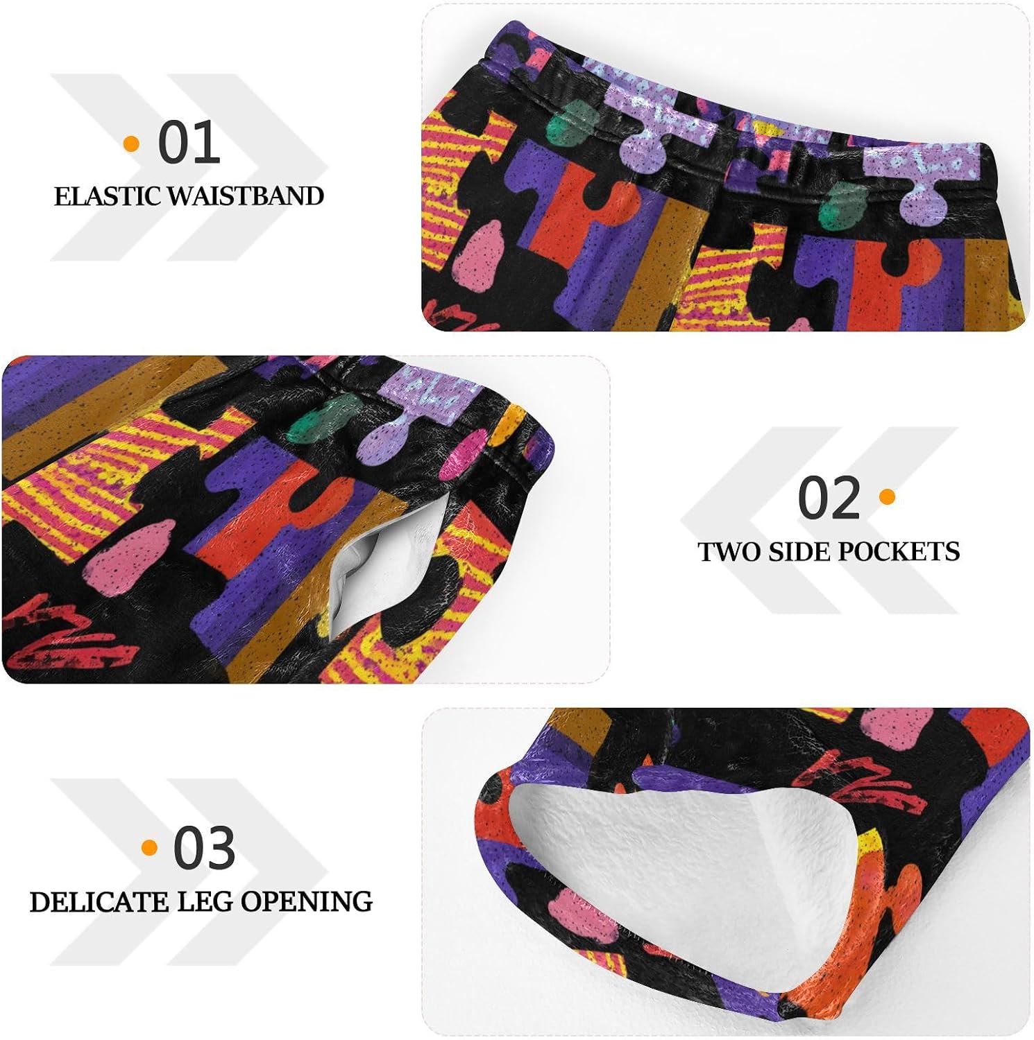visesunny Funny Jigsaw Puzzle Pieces Boys Pants for Kids Fleece Bottoms Long Jogger Pants Trousers with Pockets Size 6-14Y