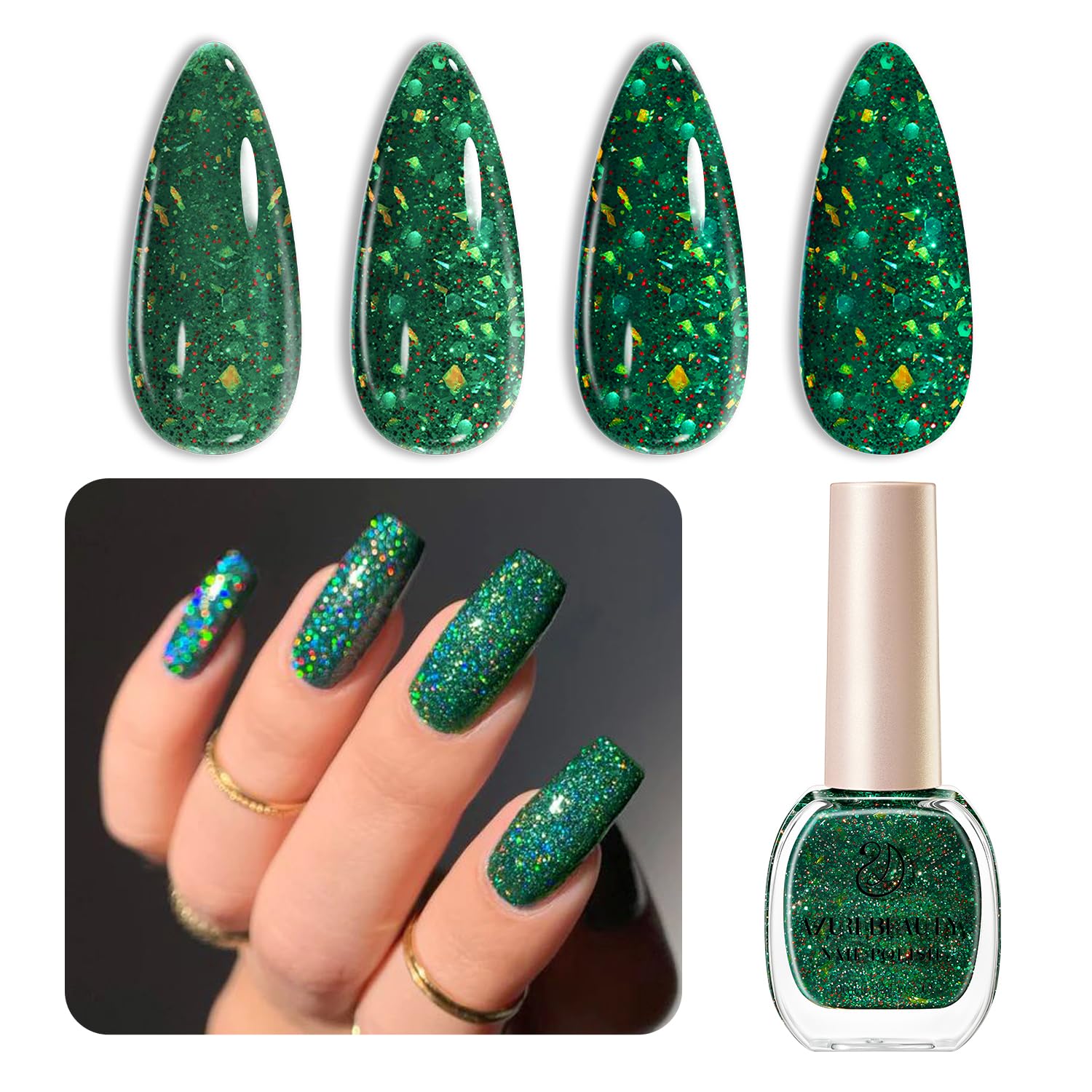 Amazon.com : AZUREBEAUTY Christmas Nail Polish Quick DryGreen