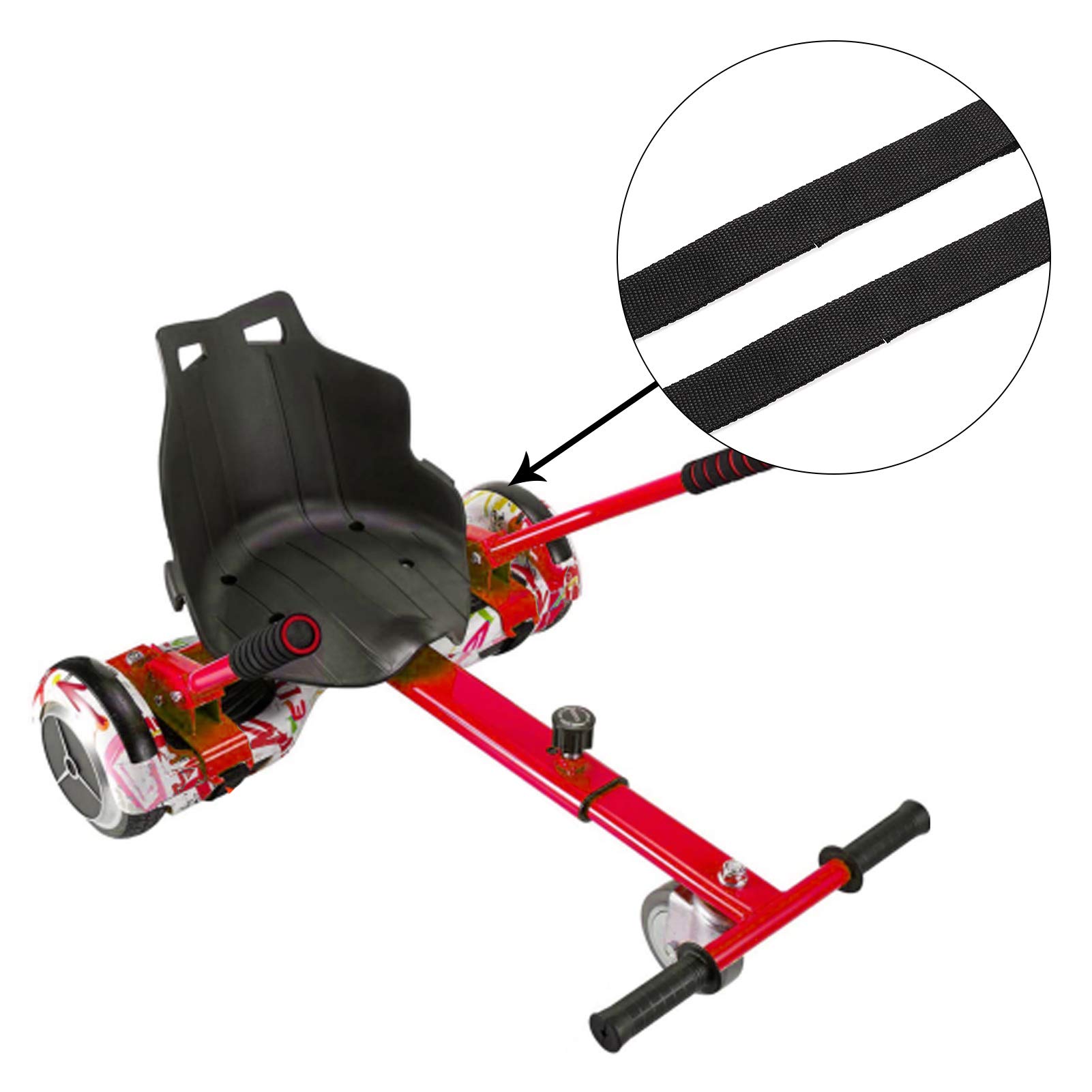 2 Cinghie Di Fissaggio Ricambio Per Hoverkart Go Kart Per Segway E Scooter Balance - Nero, 49cm X 2.5cm