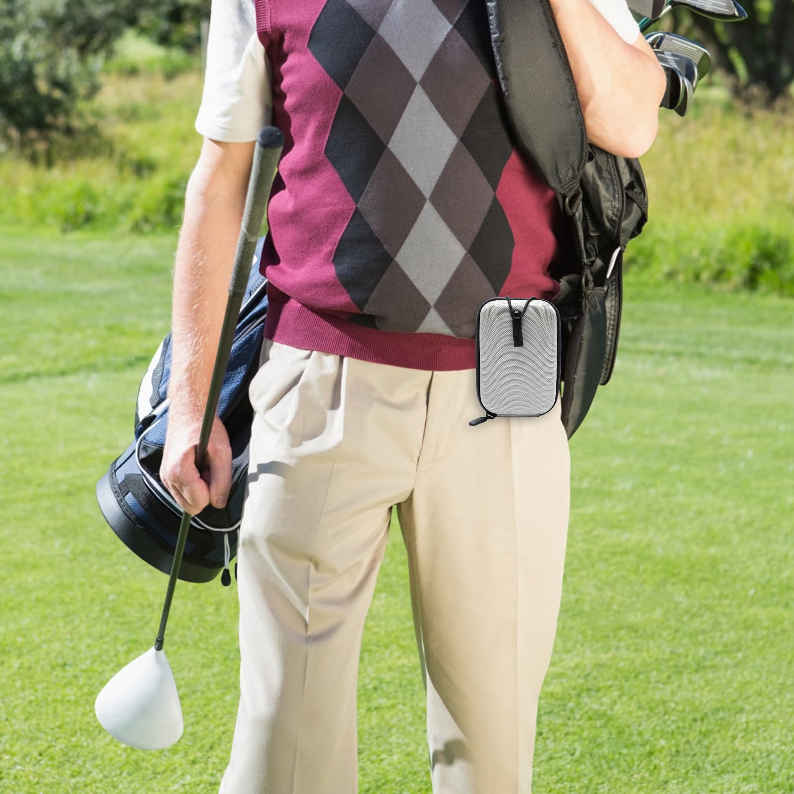 Windspeed Coque rigide pour télémètre de golf avec boucle, pochette universelle pour télémètre de golf, Gris + noir., 14x9.5x4.5cm, Portable