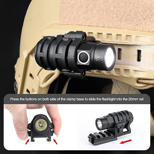 Miniatura 5 de rdzzwxw Luz militar para casco, mini linterna táctica con abrazadera con estroboscópicofuertelámpara baja, LED compacto montado en casco con riel de