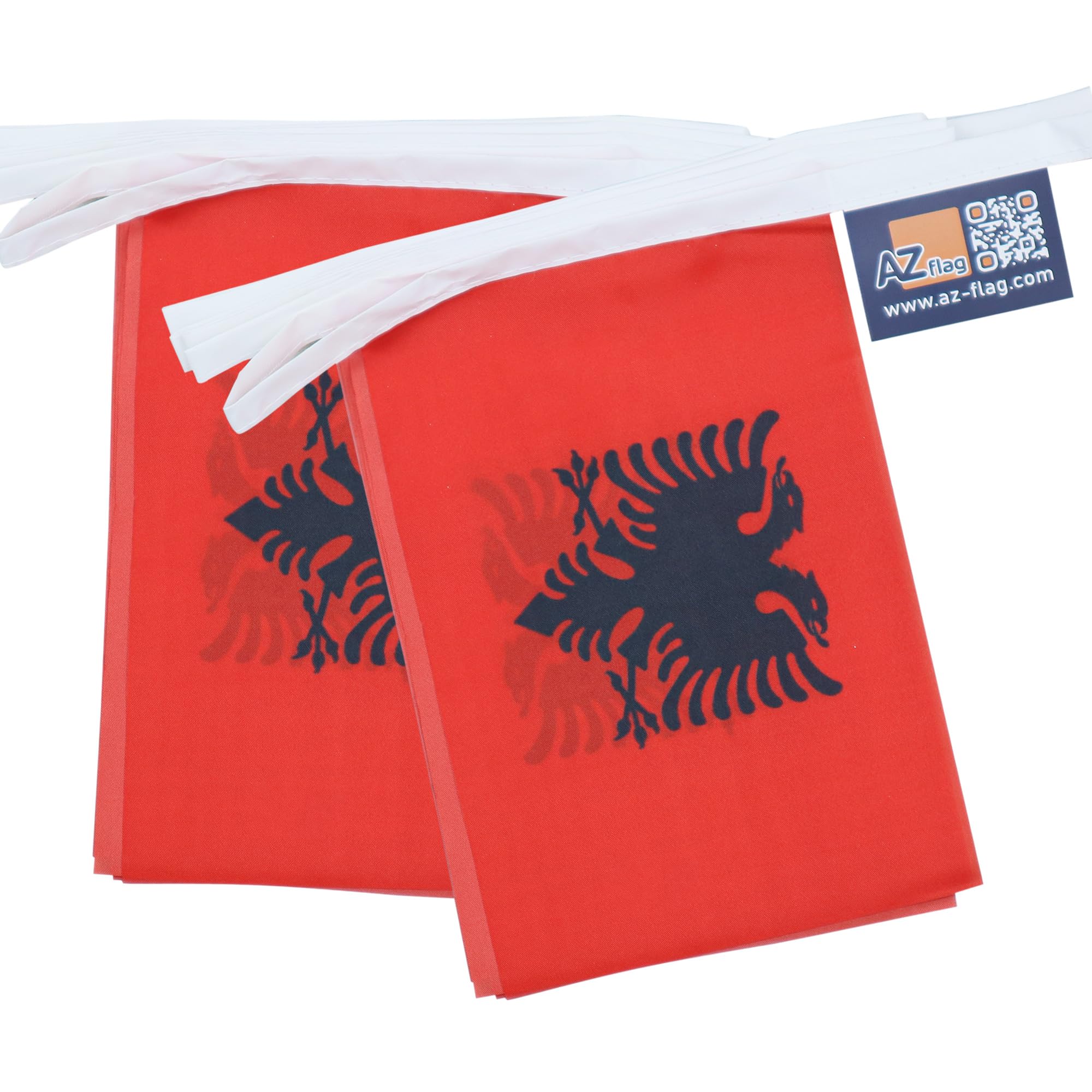 AZ FLAG Albania Bunting Flag, 20 Ft Garland with 20 Small Albanian Flags 8'' x 6'', 100% Polyester String Pennant, 6 meters — view 7