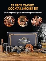 Vista 8 de Kit de ahumado para whisky de 27 piezas - 16 astillas de madera, moldes para bolas de hielo, kit de infusor para ahumado de cócteles, kit de ahumado