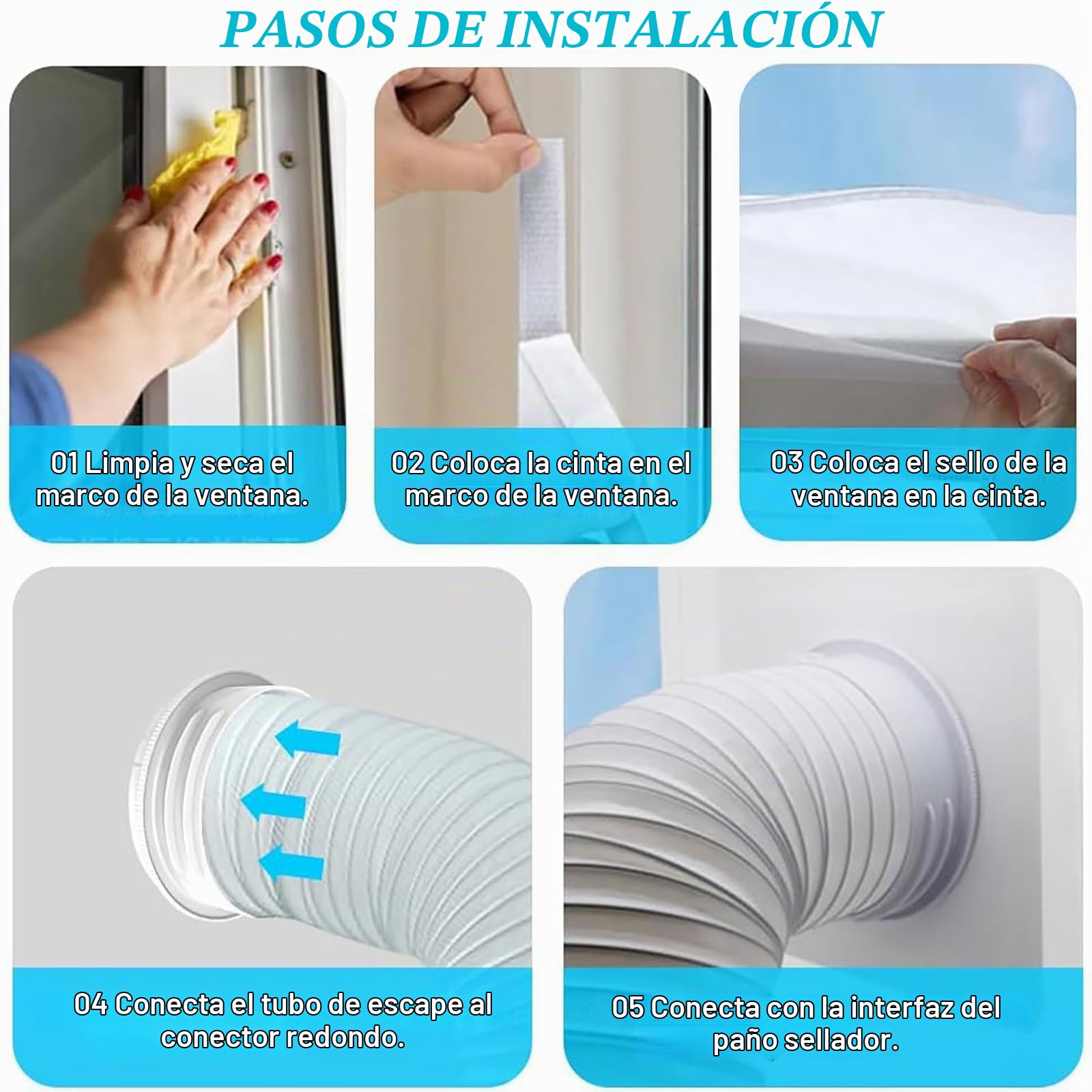 Kit sello de ventana para aire acondicionado 400CM, kit ventana aire acondicionado portátil, adecuado para unidad de aire acondicionado portátil, bloqueo de aire caliente. (Sin cremallera)