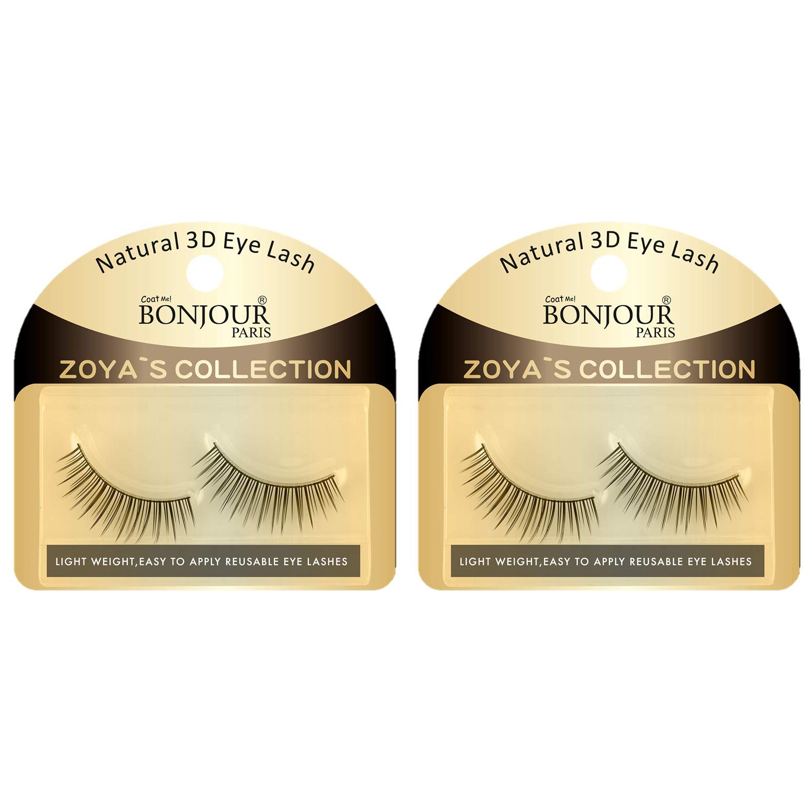 Bonjour Paris 3D Synthetic False Eye Lashes-Zoya's Collection For Women's Makeup-Pack Of 2(40% Discount)