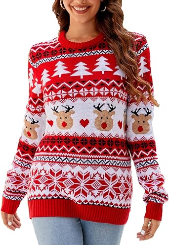 Womens Long Sleeve Crewneck Ugly Christmas Sweater