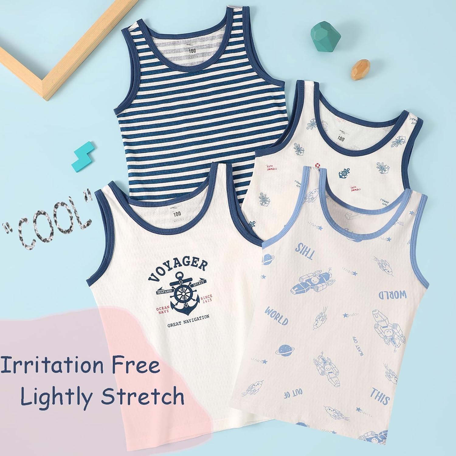 2-10 Years Boys Vest Kids Tank Tops Cotton Shirt Sleeveless Soft Breathable Toddler Children Undershirts 4 Pack - Image 6