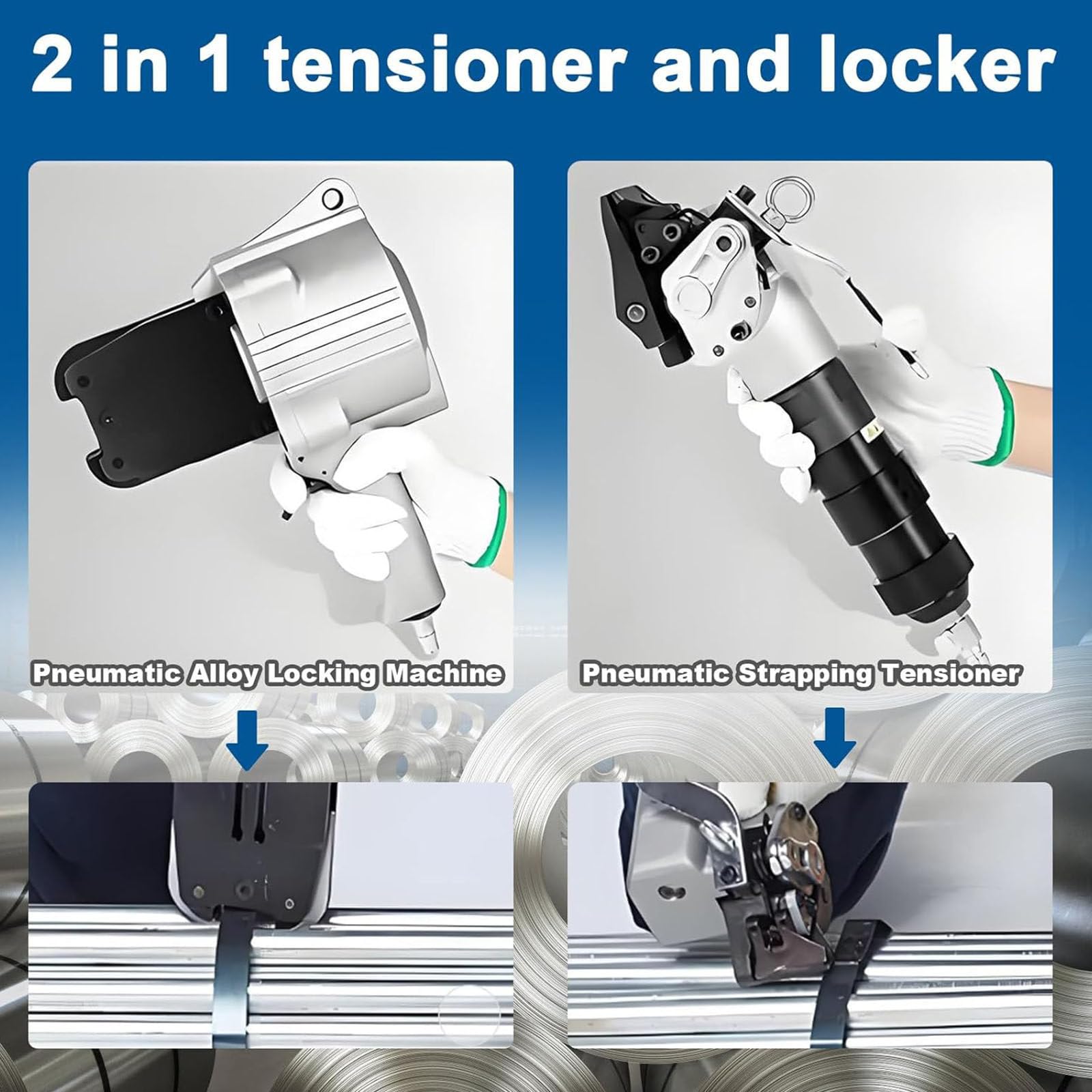 Pneumatische Stahl-Umreifungsmaschine - Strapazierfähig mit Spanner und Cutter für Industrieverpackungen