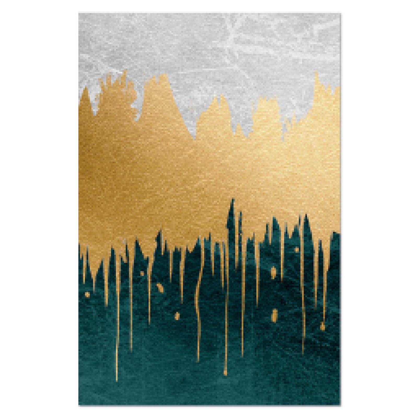 Cuadros decorativos de la sala de estar del paisaje abstracto moderno Pinturas doradas verdes Carteles de la lona Carteles del arte de la pared Impresión de la lona 40x60cm (16x24in) x3 Marco interior