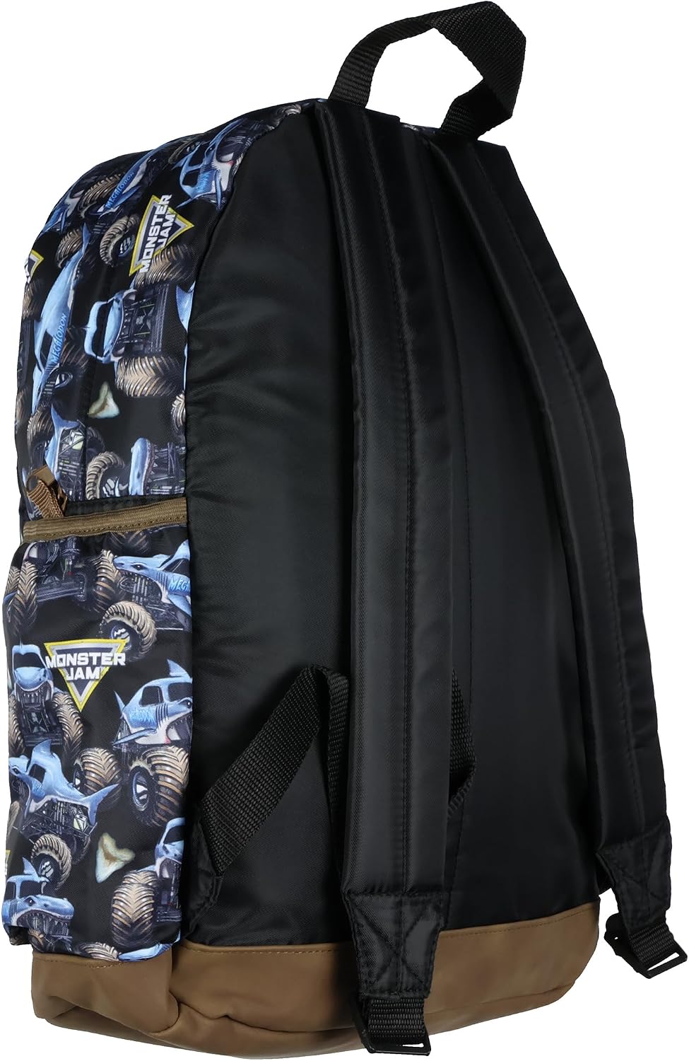 INTIMO Monster Jam Backpack Allover Megalodon Shark Monster Truck School Book Bag with Laptop Tech Sleeve 16"