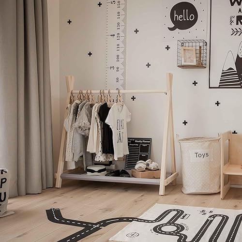 Miniatura 6 de Children's Wardrobe, Montessori Open Wardrobe, Montessori Teepee Style Clothing Rack with a Storage, Shop Display Rack, Retail Display Rack, Pet