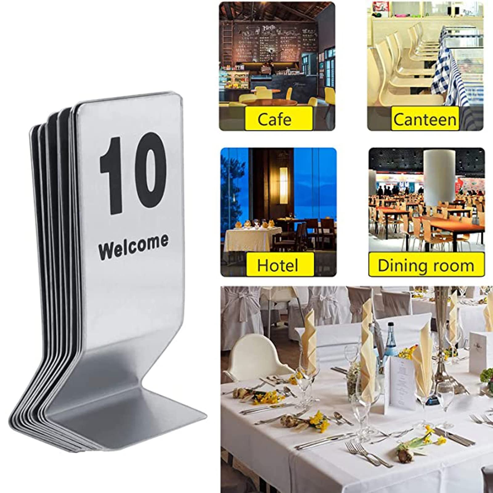 Números De Mesa De Acero Inoxidable Tarjeta De Letrero De Mesa Restaurante | 1-50 Restaurante Cafe Bar Asiento Tienda De Campaña Números De Mesa De Doble Cara, signos de número