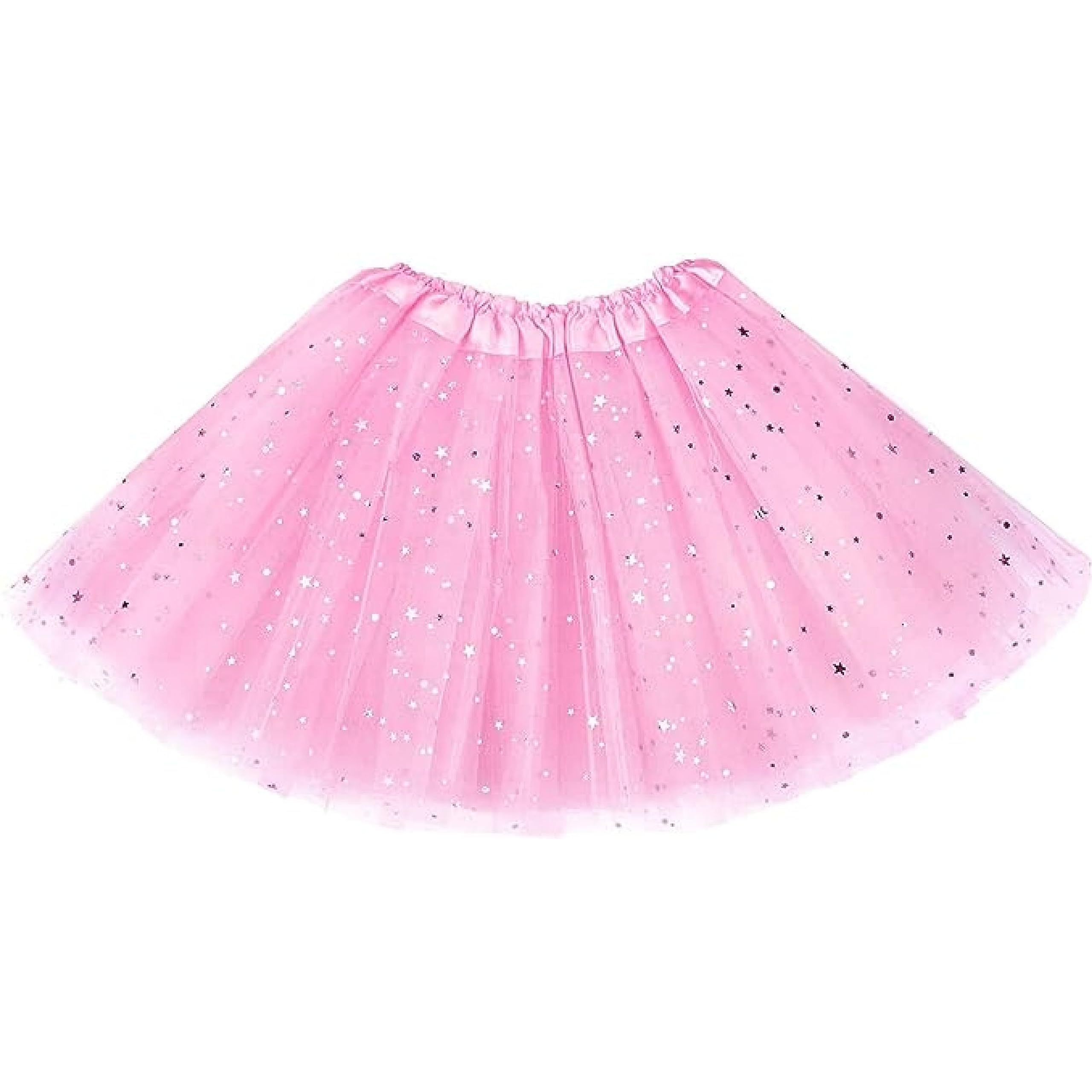 Lizzy | Kids Tutu Skirt | 3 Layered, Light Pink, Glitter | Soft Tulle, Elastic Waistband, Fluffy Design | for Parties, Ballet, Dress Up