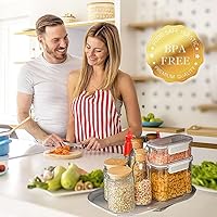 Vista 6 de Lazy Susan cuadrado para refrigerador, organizador de especias Lazy Susan giratorio transparente, estante de almacenamiento de condimentos