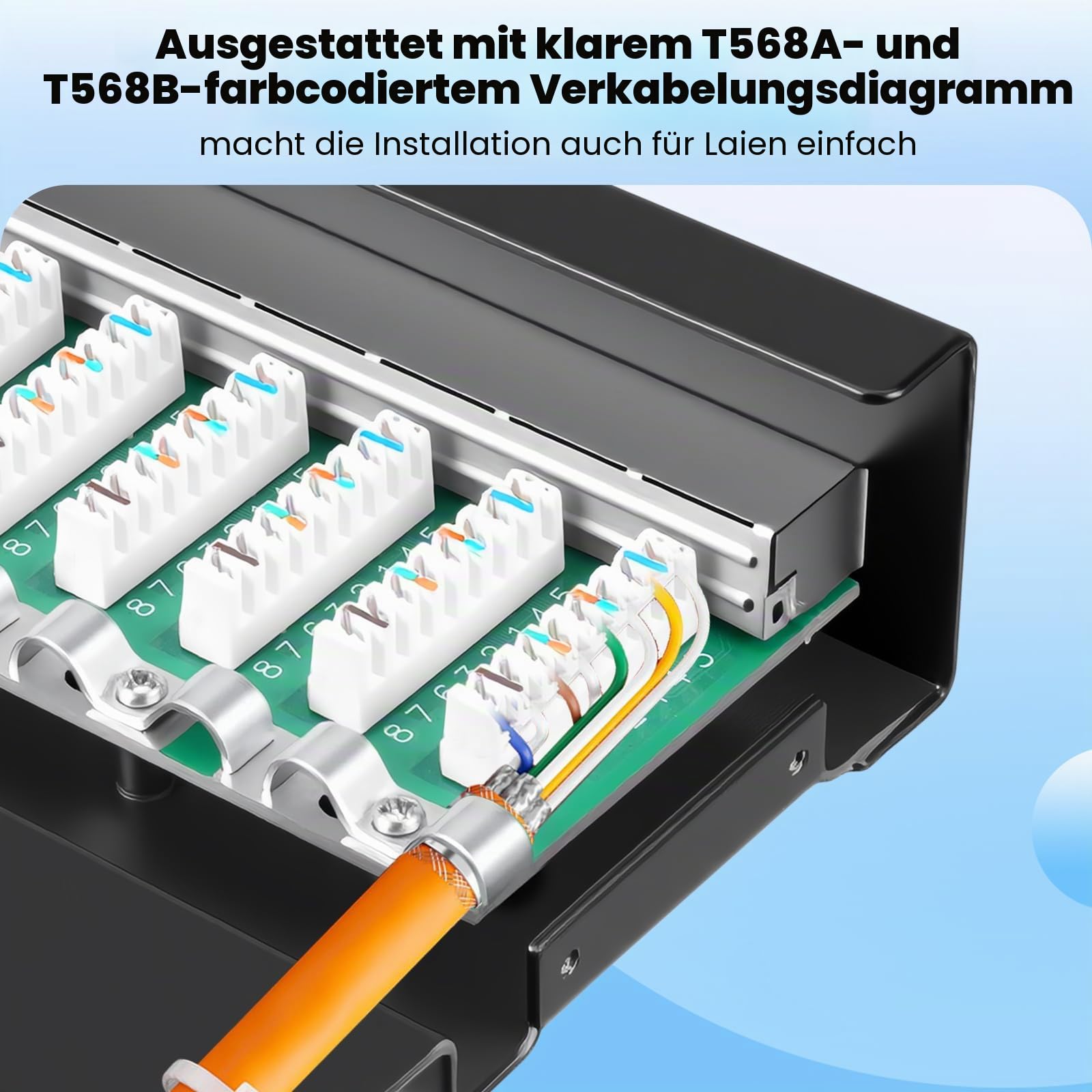 CAT 7 Patchpanel 12 Port Geschirmt (STP) Verteilerfeld，12X Geschirmt RJ45 Buchse - Wandmontage/Desktop,LSA Verteilerfeld für Gigabit-Netzwerk-Switch