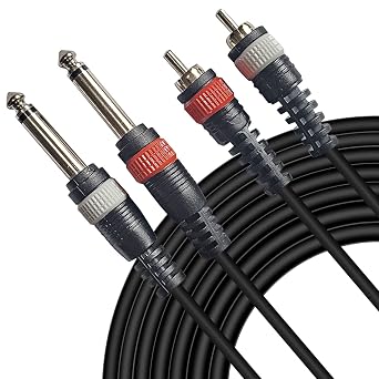 AxcessAbles Dual 1/4 TS to Dual RCA Stereo Audio Cable 6FT 6.35mm to RCA Interconnect Cord for Mixer, Audio Interface, DJ Controller, Amplifier, Studio Monitors & Home Stereo
