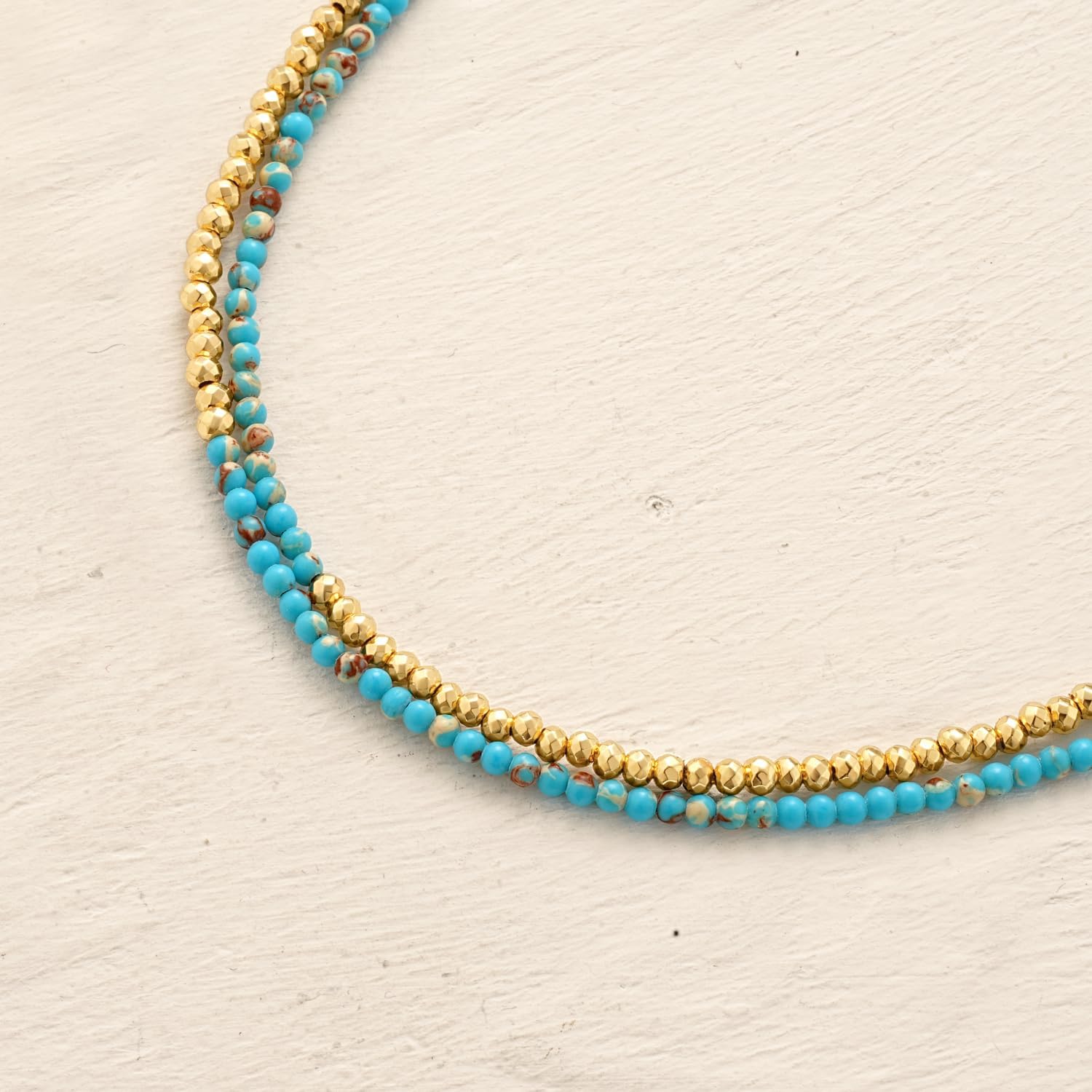 MYEARS Women Beaded Bracelet Gold Double Layer Gemstone 14K Simple Dainty Handmade Chain Everyday Boho Beach Jewelry - Image 4