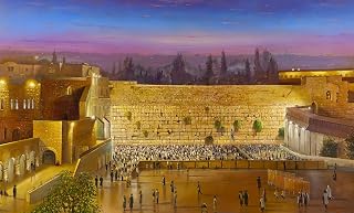 Alex Levin Sukkah Murals Decoration Art - Friday Night at The Kotel in Jerusalem 5ft x 10ft (60"x120")