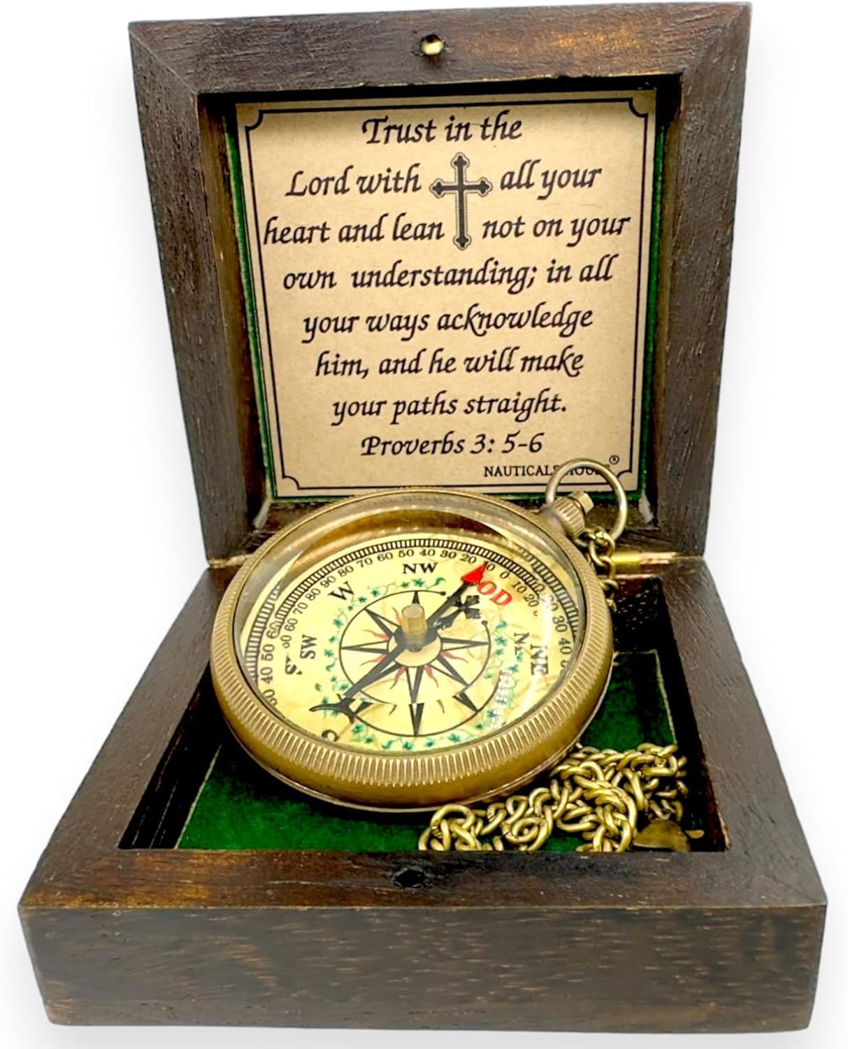 Handcrafted Antique Trust in The Lord Brass 2 Inch Sundial Compass with Leather Case Vintage Style Navigational Compass for Camping & Hiking