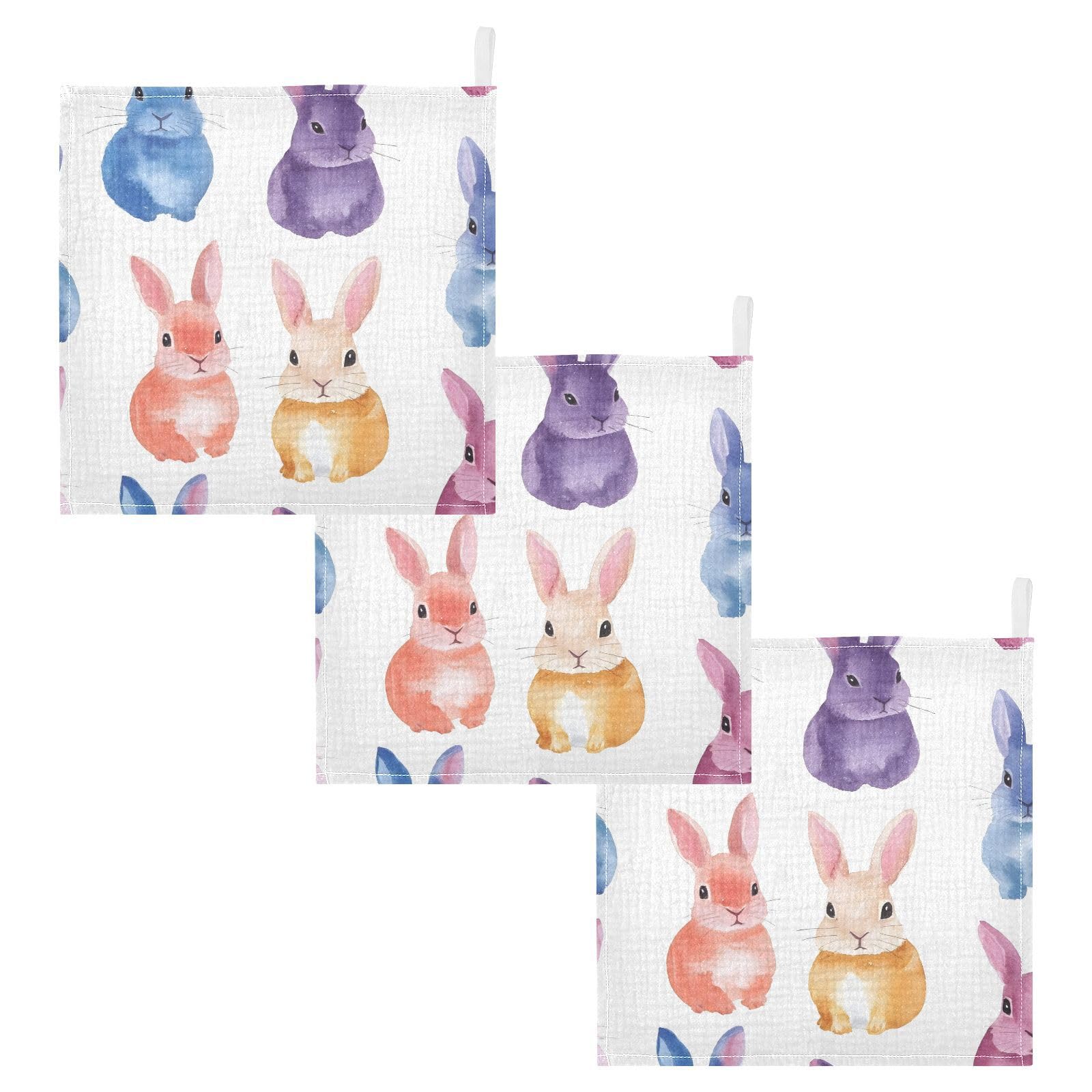 YETTASBIN Bunny Muslin Baby Hand Washcloths Soft Cotton Bath Face Towel 4 Layers Extra Absorbent Feeding Burp Cloth