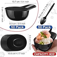 Vista 3 de Irenare Juego de 50 mini cuencos de helado con casco de béisbol de 8 onzas con cucharas desechables para helado, tazas pequeñas de plástico