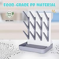 Vista 3 de Estante de secado de biberones, soporte vertical de secado de botellas con soporte para cepillos, organizador de almacenamiento de botellas grande