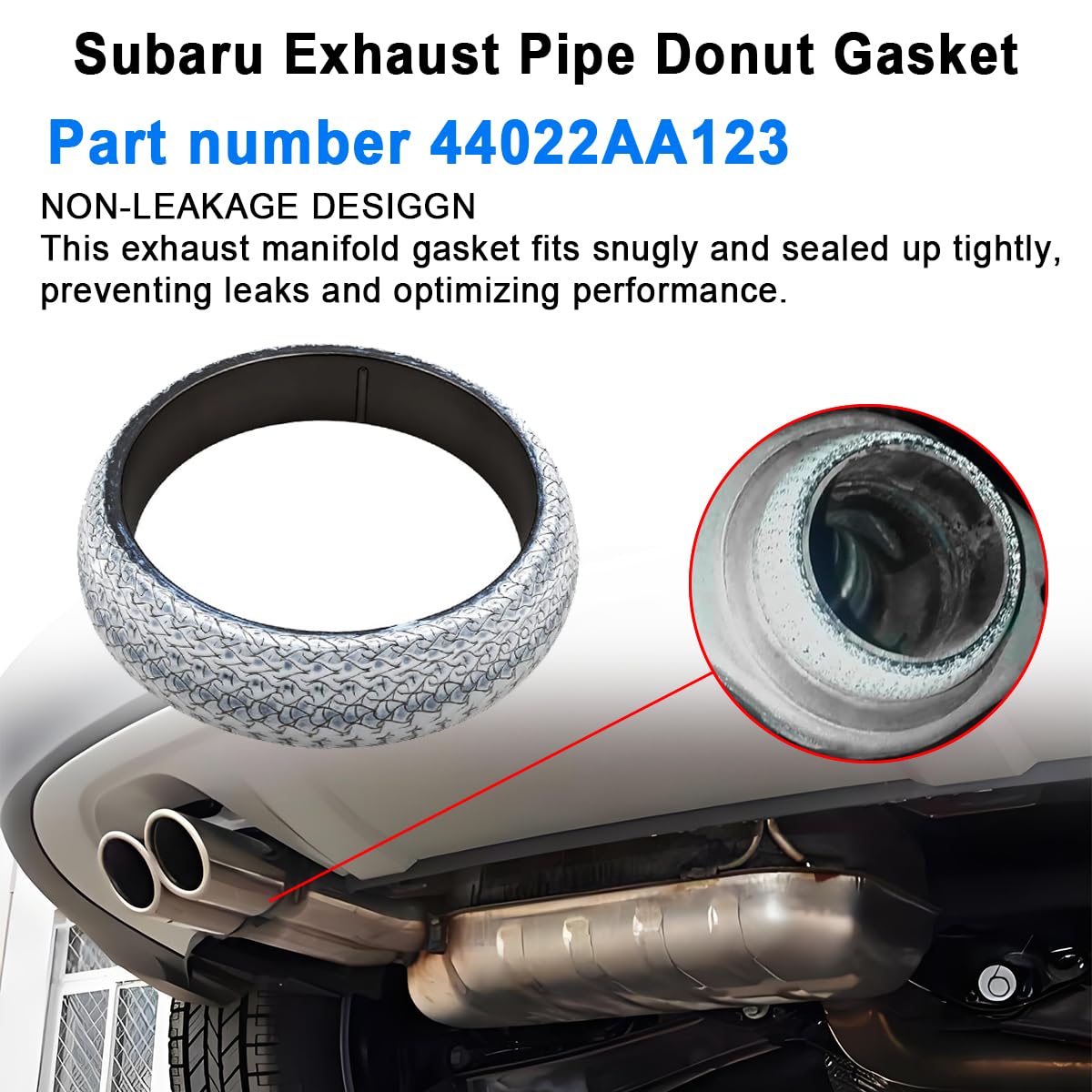 Exhaust Pipe Donut Gasket 44022AA123 Compatible with Subaru Baja Impreza Forester Legacy Outback WRX BRZ STI, 1 Pack