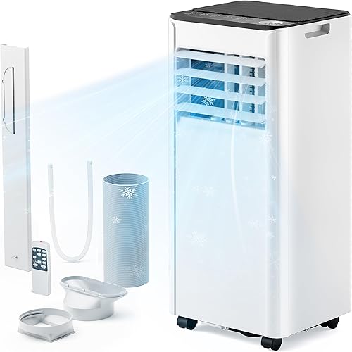EUHOMY 8,000 BTU Portable Air Conditioners, 4-in-1 Portable AC Unit Up to 350 Sq.Ft, 4 Modes Room AC with Cool, Fan, Dehumidifier, Remote, 24H Timer, Installation Kit, Bedroom, Office, Apartments