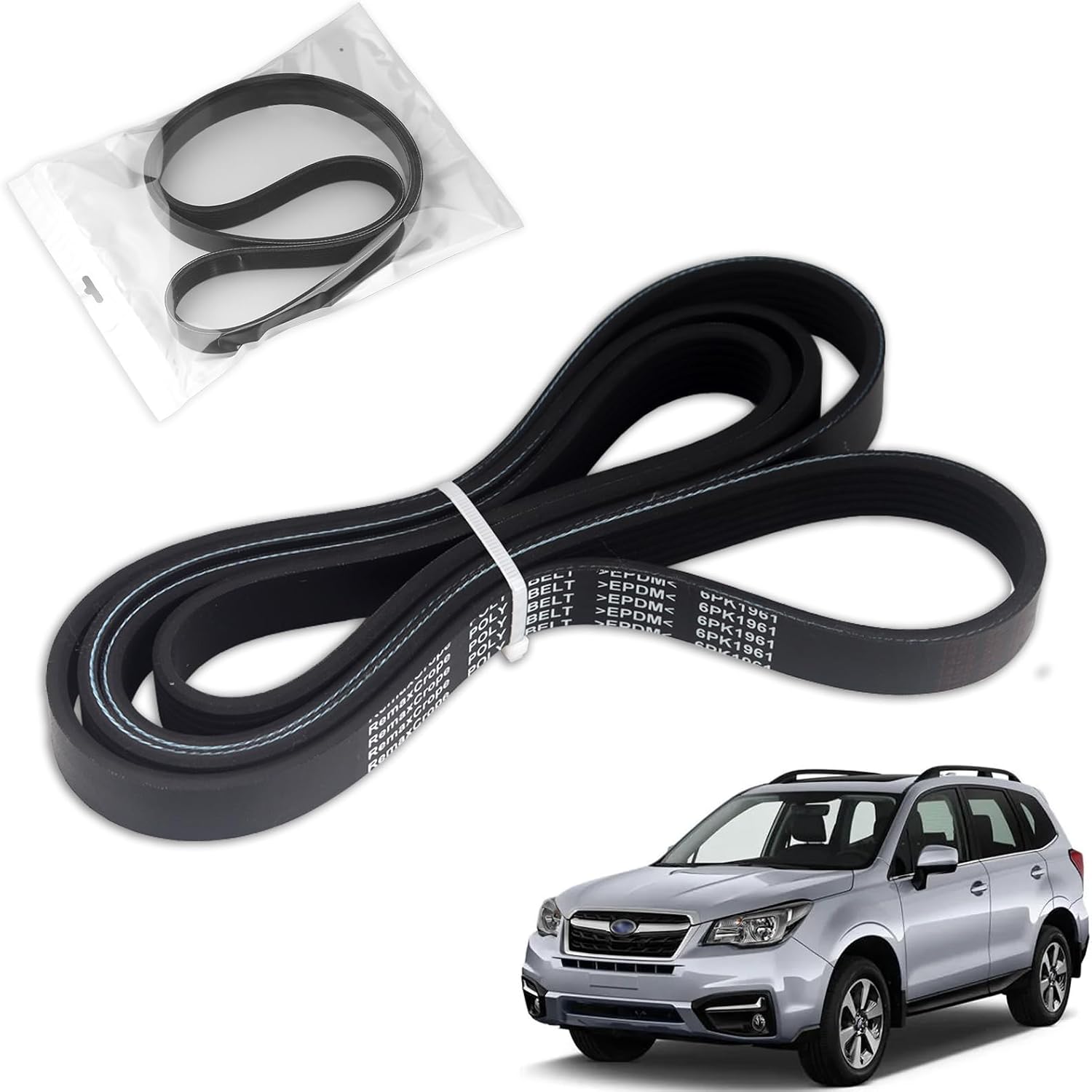 Serpentine Drive Belt Replacement for Subaru Forester Impreza Crosstrek WRX, Cadillac CTS ATS, Ford Granada, Thunderbird - Engine Drive Fan Belt K060772 6PK1961, Mulity V-Belt Accessories