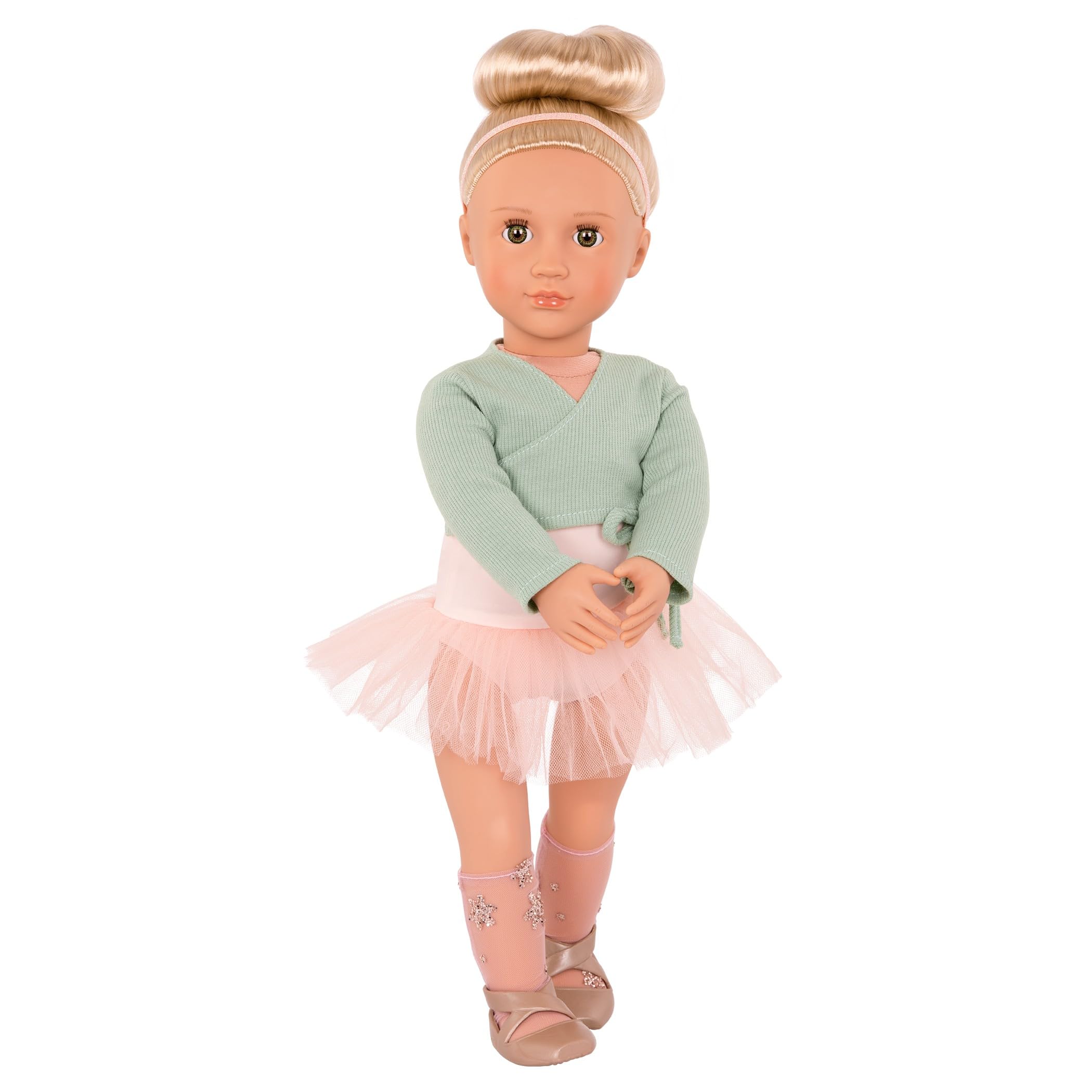 Our Generation Ballerina-Puppe 46 cm, realistische grüne Augen und Blondes Haar, rosa Ballettkleid und Shrug-Outfit, Fantasie-Spiel, Spielzeug für Kinder ab 3 Jahren, lila