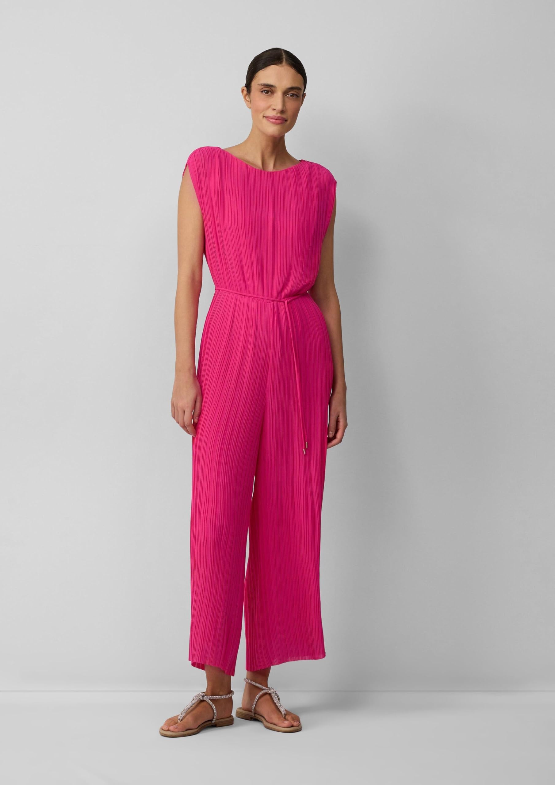 s.Oliver Plissierter Jumpsuit aus Chiffon mit Bindegürtel