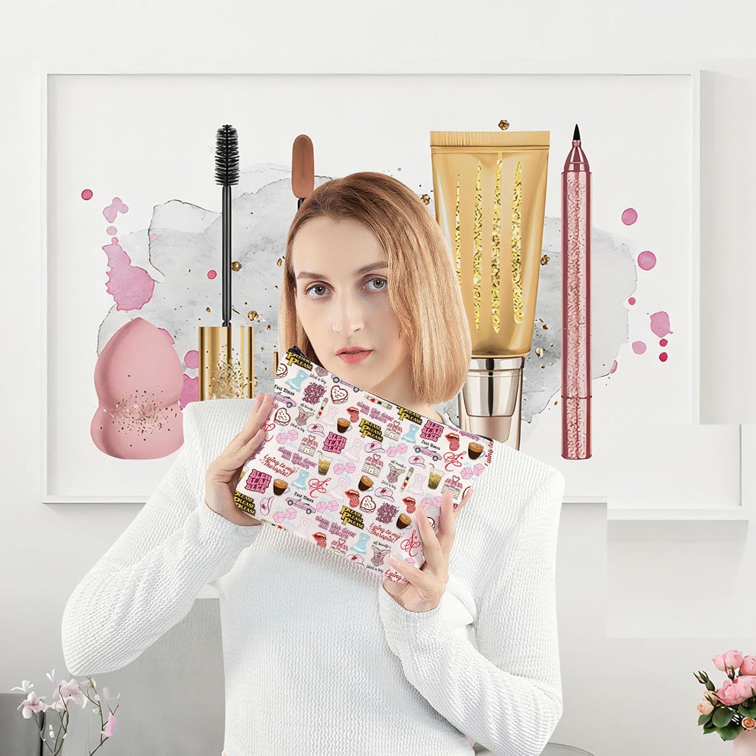 LEVLO Singer Cosmetic Makeup Bag Music Album Lover Gift Music Concert Zipper Pouch Bag Singer Tour Merchandise(Bleh Bag) - Image 2