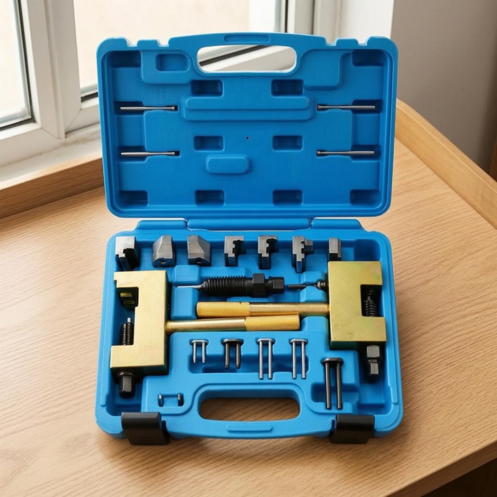 Set Instalador Sincronización l Motor con Utensilios Fijación para Remaches en Caja Portátil con Compartimentos Acuado para Reemplazo y Reparación