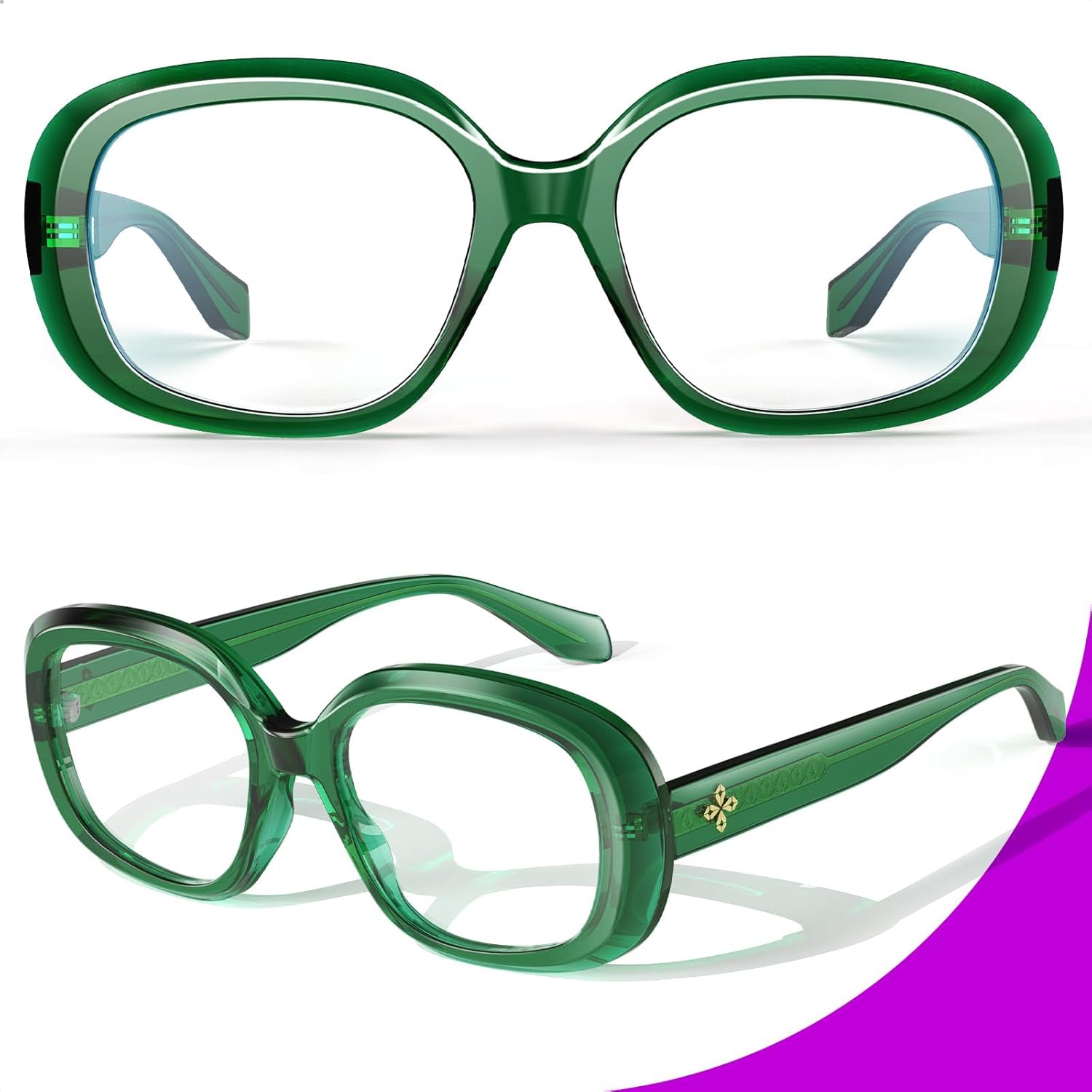 VISOONE Oversized Round Computer TR90 Blue Light Blocking Glasses for Women Men Lavinia - Image 4