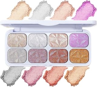 1 x 8 Colors Eyeshadow Palette, Bright Eye Make-up, Holographic Make-up, Waterproof, Long Lasting Shine, Eye Makeup for Party and Daily Use