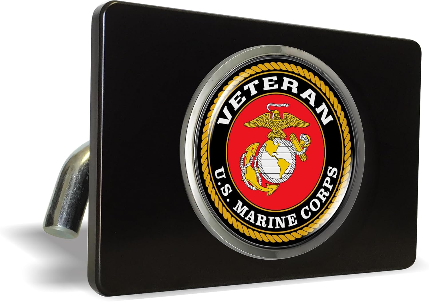 [Officially Licensed USMC Product] - Premium Quality Anodized Billet Aluminum UV Resistant Metal Car Trailer/Tow Hitch Cover for 2" Receivers with Chrome Emblem - U.S. Marine Corps Veteran