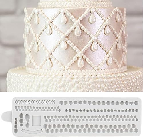Miniatura 10 de MINFEIDMS Moldes de silicona con bordes de perlas para fondant, moldes redondos de cadena de perlas para decoración de pasteles, decoración de