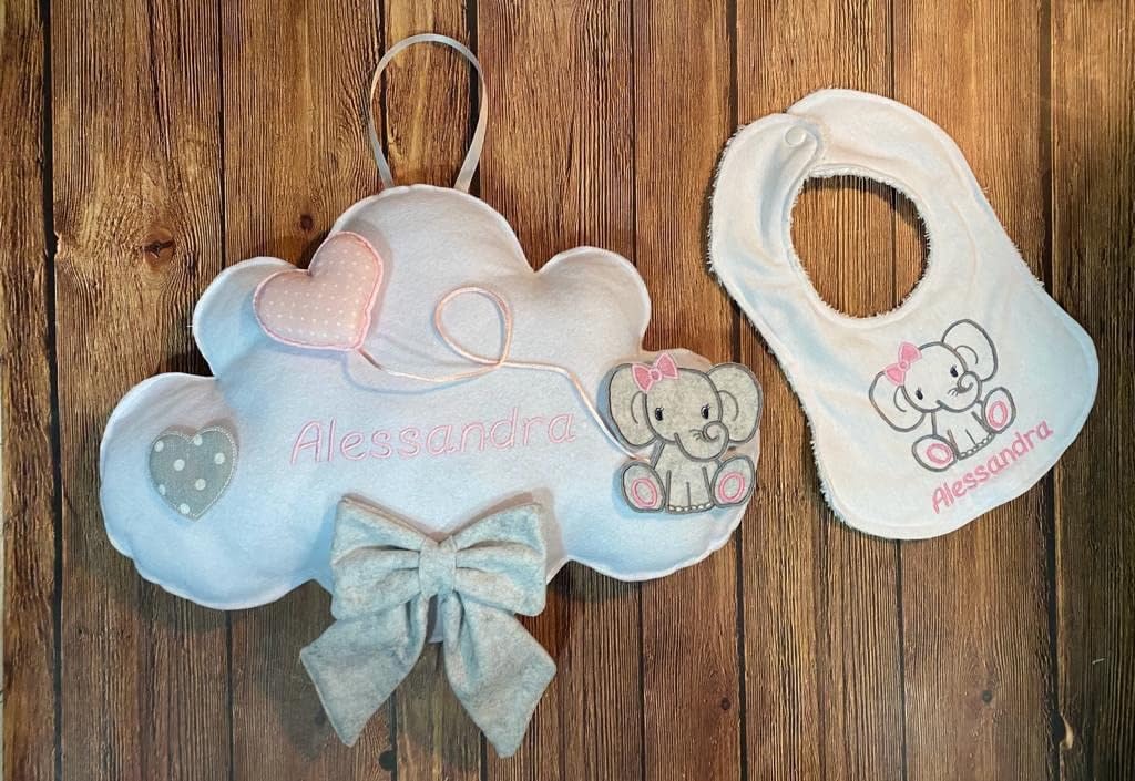 Fiocco Nascita Personalizzato con nome con Elefantino Fiocco e Cuore su Nuvola - Fiocco nascita bimba bimbo - Coccarda Nascita Colore Ricamo Azzurro o Rosa - Made in Italy - Handmade - Pri Frog