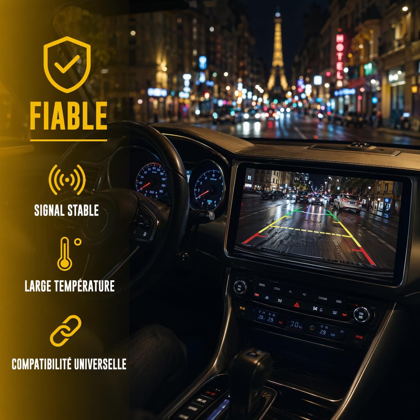 12 V/2,4 GHz Émetteur et récepteur vidéo sans Fil pour caméra de recul/caméra Frontale de véhicule Connexion Facile Via connecteur RCA