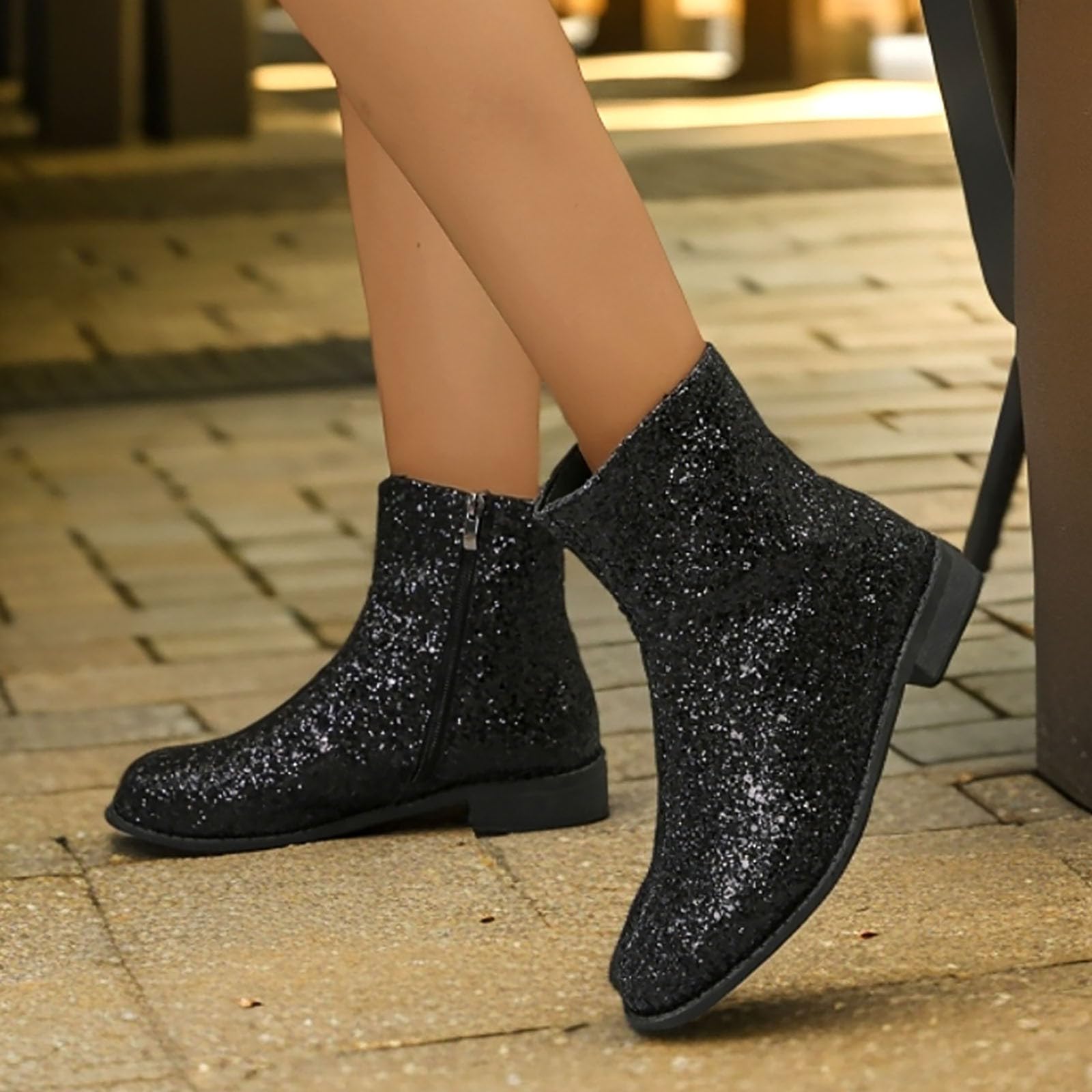 Generico Stivali Donna Antiscivolo Stivaletti con Cerniera Comodi Chic Stivaletto Robusti Caldi Leggero Versatili Stivali da Pioggia Autunno Inverno Stivaletti per Esterno Neve Giardino e Trekking