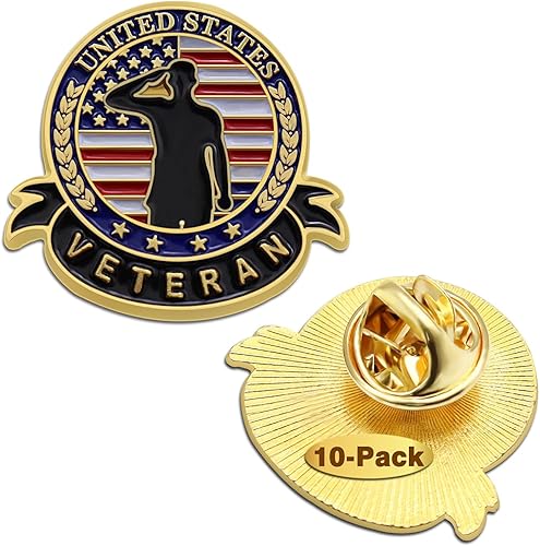 102050100 pines de veterano de Estados Unidos Bandera patriótica estadounidense para el Día de los Veteranos, Broche para el Día de los Caídos,