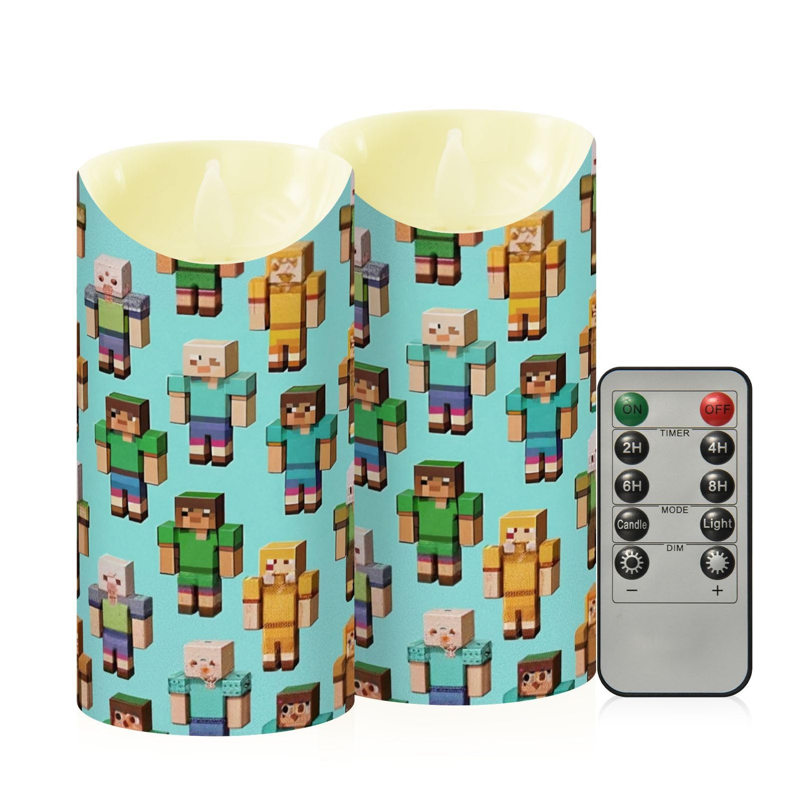 Ewusp Villagers Flameless Candles Battery Operated Flickering LED Pillar Candles Set of 2 with Remote Control & Timer, for Home Decor Wedding Holiday Party Centerpieces