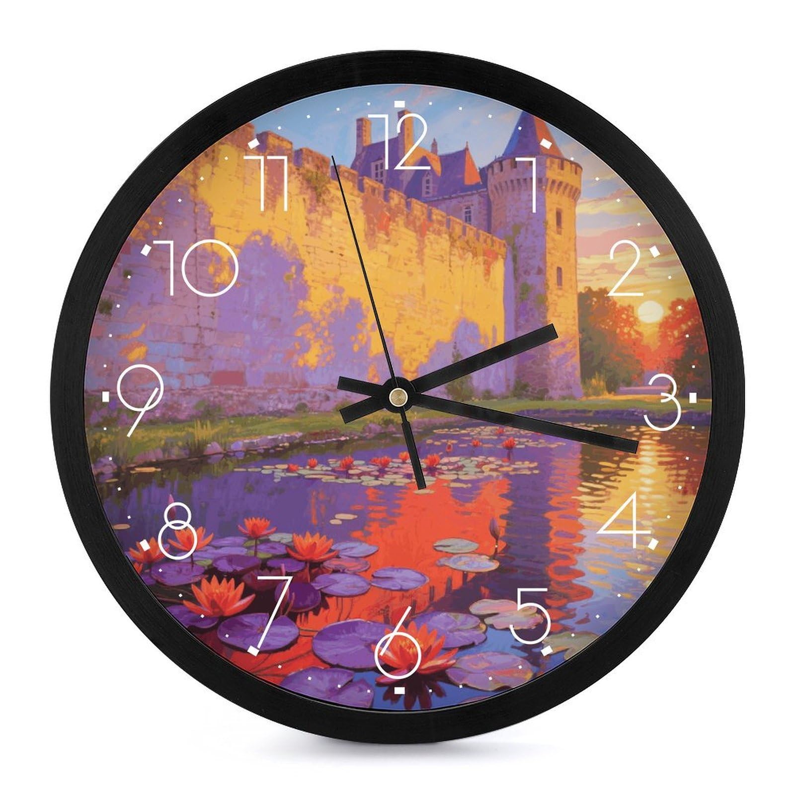 Horloge murale facile à lire Monet nénuphar pour éviter le bruit la nuit