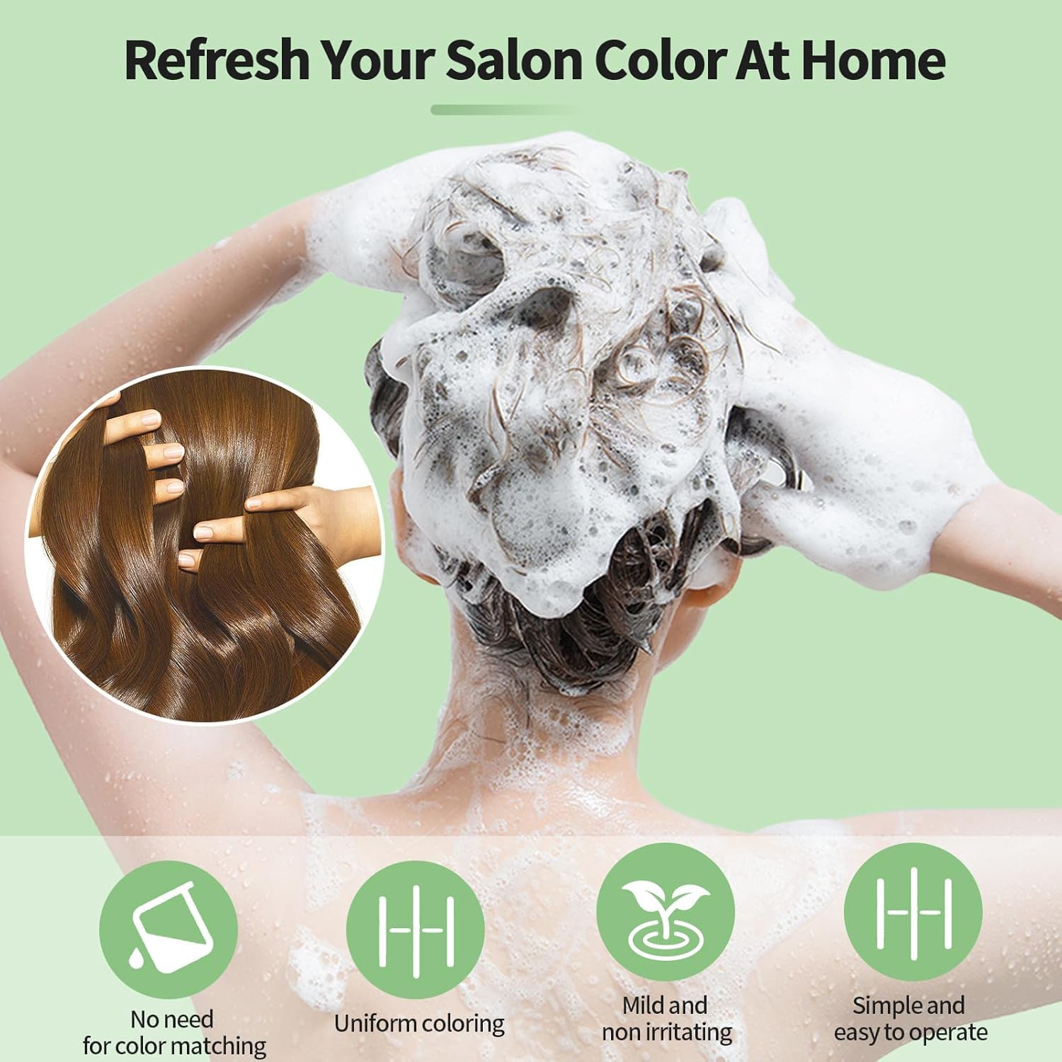 2 Pack Hair Dye shampoo, Leorx 3 In 1 Brown Color Shampoo Hair Dye For Refresh Hair Instant Herbal Coloring Shampoo For Women&Men - Tintes Para El Cabello Profesional - Image 6