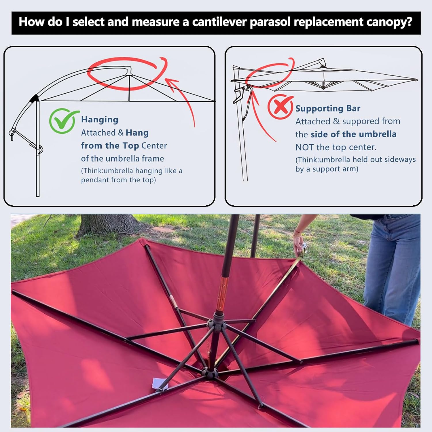 6 Rib Patio Umbrella Replacement Canopy - Durable Market & Table Umbrella Top Cover for Outdoor Shade, Waterproof & UV-Resistant, Perfect for Garden & Deck Use