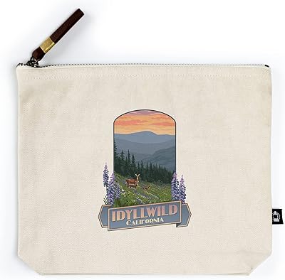 Lantern Press Idyllwild, California, Deer and Spring Flowers, Contour (100% Cotton Canvas Travel Accessory Go Bag)