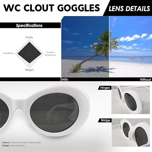 Miniatura 2 de Lxnoap Lentes de sol retro ovalados con marco grueso lentes de sol retro Y2k ovalados retro Mod Kurt Cobain gafas de sol con protección UV para