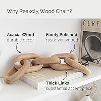 Vista 3 de Book Shelf Decor Items - Acacia Wood Chain Link Decor, Coffee Table Accessories, Bookshelf Decors, Sculpture for Shelves, Wooden Decorative Objects