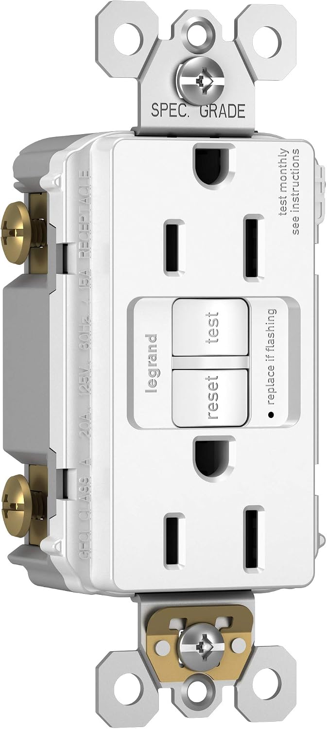 Legrand Radiant 15A, Self-Test GFCI Outlet, White