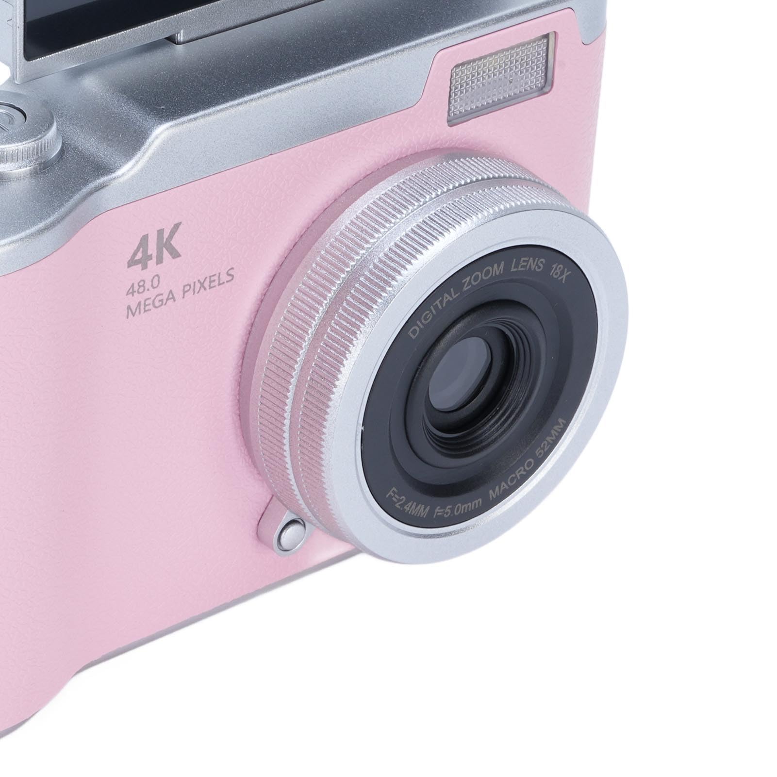 Fotocamera Digitale da 48 MP, Videocamera 1080P, Zoom 8X, Schermo Ribaltabile HD da 2,4 Pollici, Luce di Riempimento a LED, Batteria a Lunga Durata, con Funzioni Multiple per